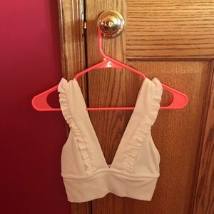 Tiger Mist white V crop top